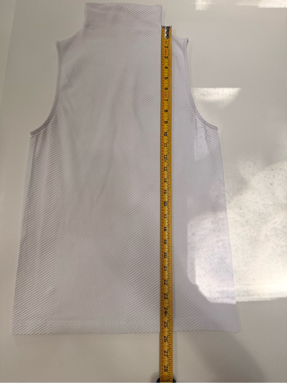 Athleta White Flurry Ribbed Mock Neck Tank Base Layer Sz Medium - Picture 4 of 5